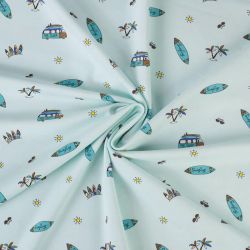 Tissu jersey Surfing fond bleu