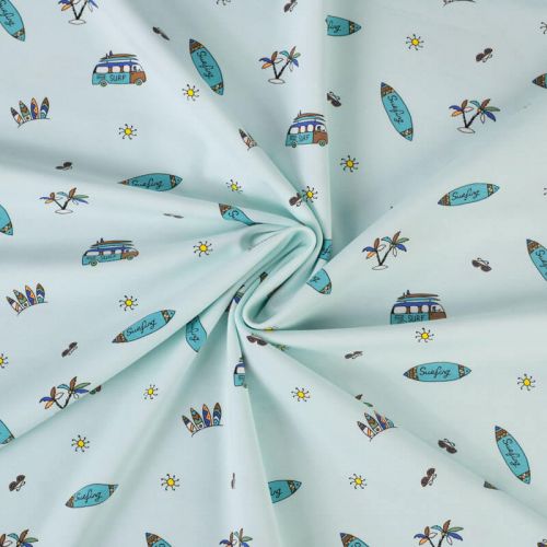 Tissu jersey Surfing fond bleu