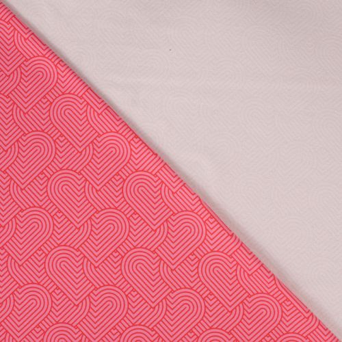Tissu French Terry coeurs graphiques rose