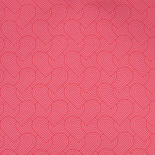 Tissu French Terry coeurs graphiques rose