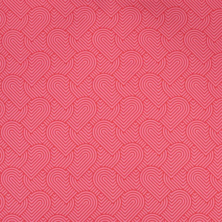 Tissu French Terry coeurs graphiques rose