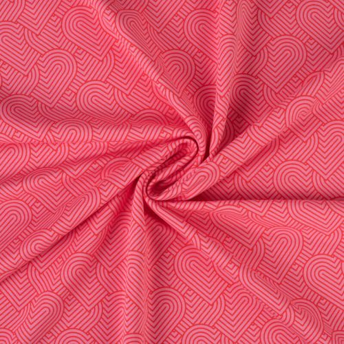 Tissu French Terry coeurs graphiques rose