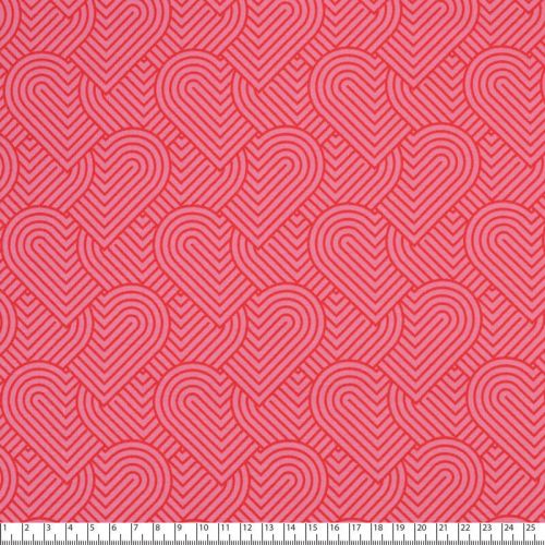 Tissu French Terry coeurs graphiques rose