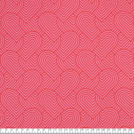 Tissu French Terry coeurs graphiques rose