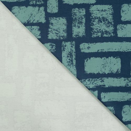 Tissu French Terry graphiques fond bleu jean