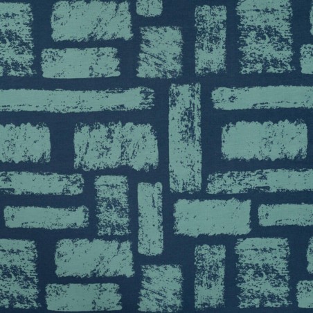 Tissu French Terry graphiques fond bleu jean
