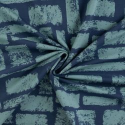 Tissu French Terry graphiques fond bleu jean