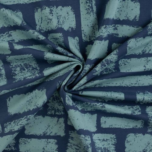 Tissu French Terry graphiques fond bleu jean
