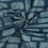 Tissu French Terry graphiques fond bleu jean Tissu French Terry graphiques fond bleu jean