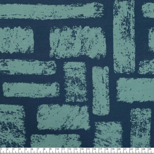 Tissu French Terry graphiques fond bleu jean