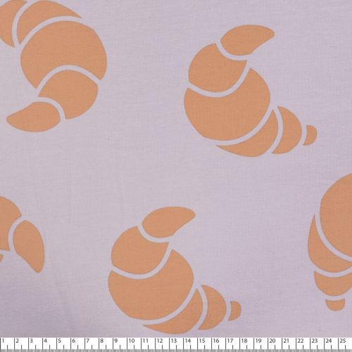 Tissu French Terry croissants fond lilas