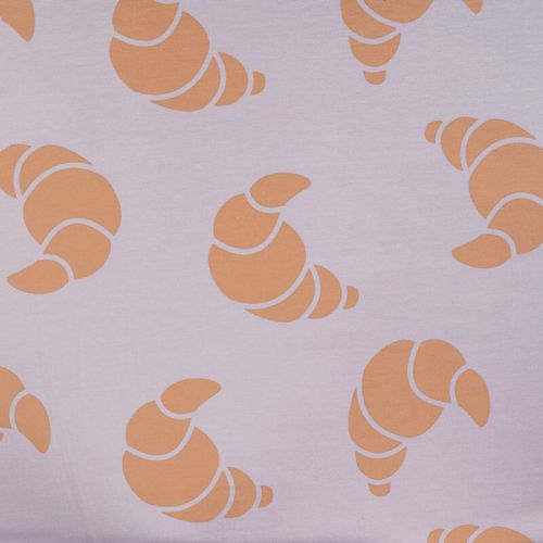 Tissu French Terry croissants fond lilas