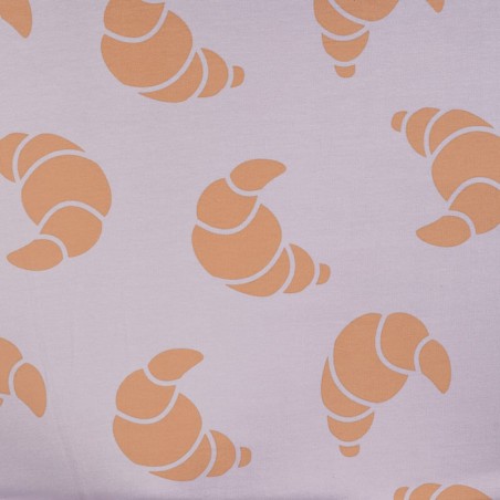 Tissu French Terry croissants fond lilas