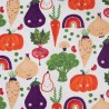 Tissu French Terry légumes fond blanc  Tissu French Terry légumes fond blanc