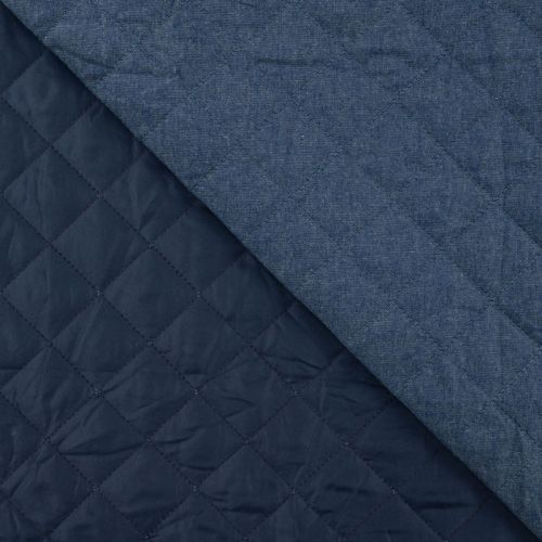 Tissu matelassé chambray bleu jean 