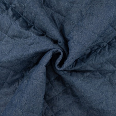 Tissu matelassé chambray bleu jean 