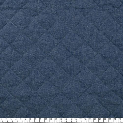 Tissu matelassé chambray bleu jean 