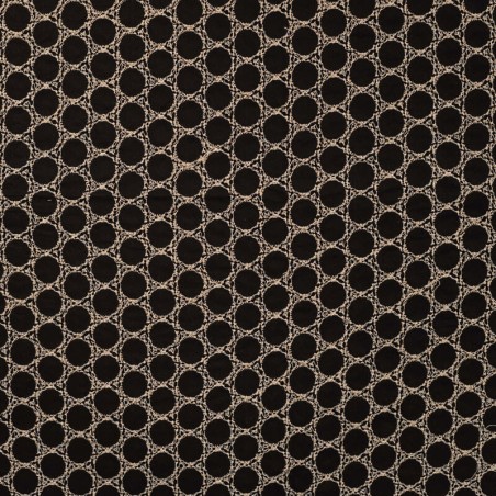 Tissu voile de coton brodé beige Lucy fond noir