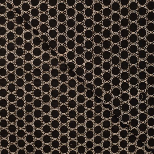 Tissu voile de coton brodé beige Lucy fond noir