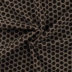 Tissu voile de coton brodé beige Lucy fond noir