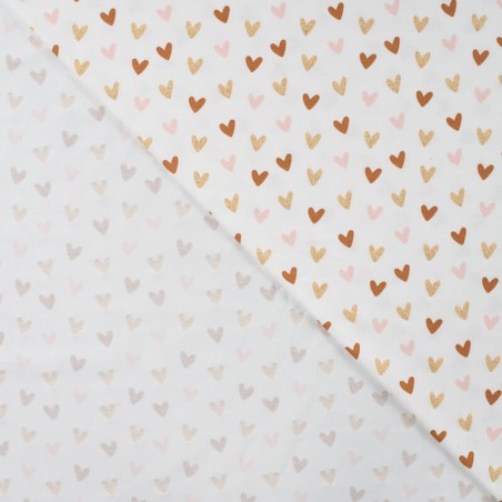Tissu jersey coeurs glitter fond blanc cassé
