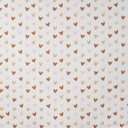 Tissu jersey coeurs glitter fond blanc cassé