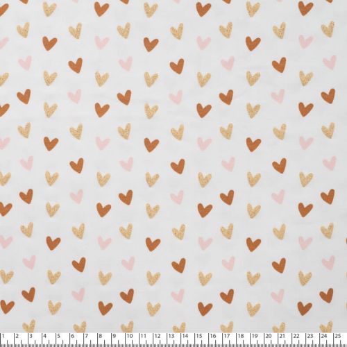Tissu jersey coeurs glitter fond blanc cassé