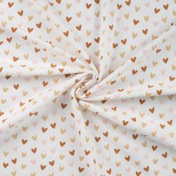 Tissu jersey coeurs glitter fond blanc cassé