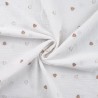 Tissu double gaze brodé coeur bronze fond blanc