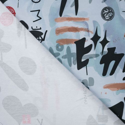 Tissu French Terry Happiness Manga bleu acier