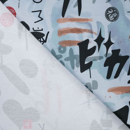 Tissu French Terry Happiness Manga bleu acier