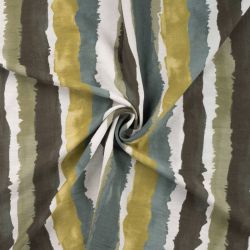 Tissu crêpe Air Flow rayures anis et kaki