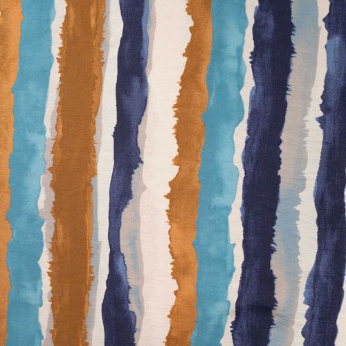Tissu crêpe Air Flow rayures bleu et camel