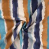 Tissu crêpe Air Flow rayures bleu et camel