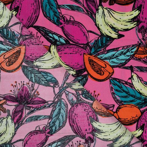 Tissu voile de coton et rayonne fruit fuchsia