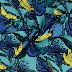 Tissu voile de coton et rayonne fruit bleu roi