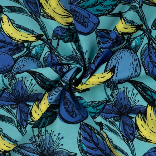 Tissu voile de coton et rayonne fruit bleu roi