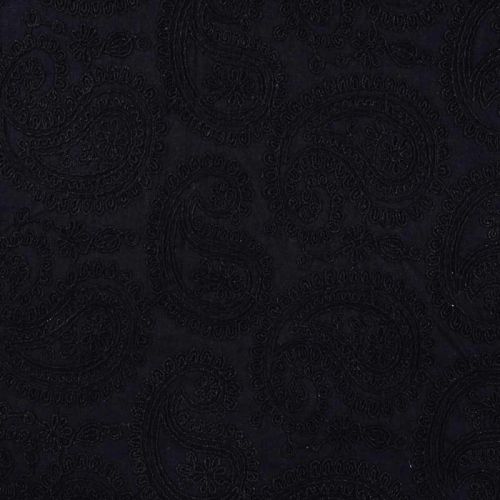 Tissu coton brodé Paisley noir