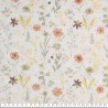 Tissu broderie anglaise imprimé fleurs kaki clair