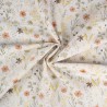 Tissu broderie anglaise imprimé fleurs kaki clair