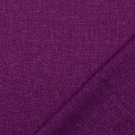 Tissu lin et coton uni lavé violet