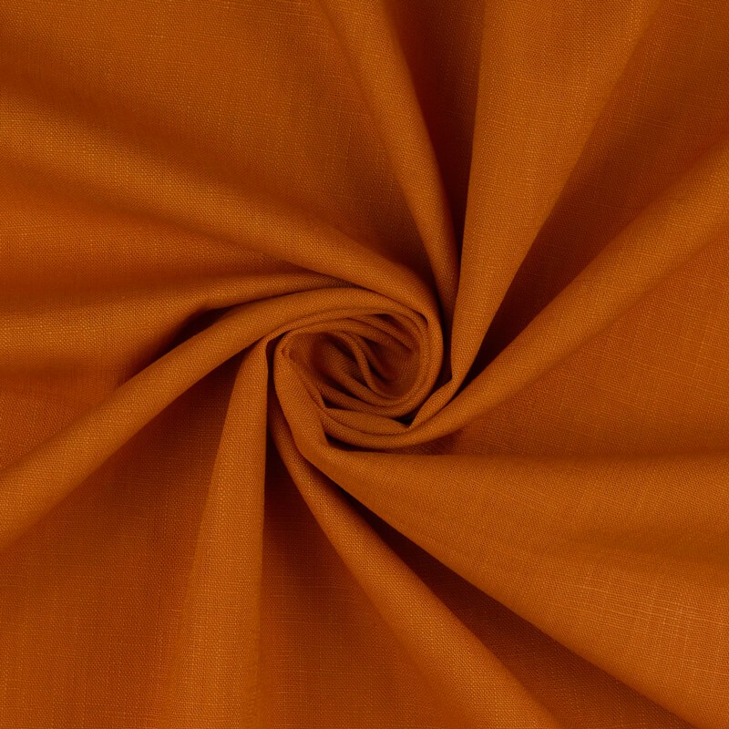 Tissu lin et coton uni lavé caramel