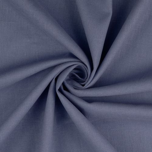 Tissu lin et coton uni lavé bleu jean