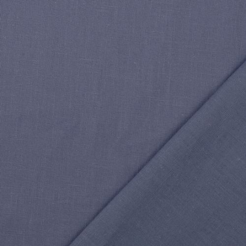 Tissu lin et coton uni lavé bleu jean