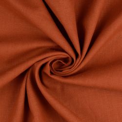 Tissu lin et coton uni lavé terracotta