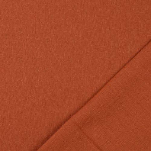 Tissu lin et coton uni lavé terracotta