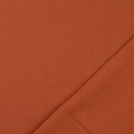 Tissu lin et coton uni lavé terracotta