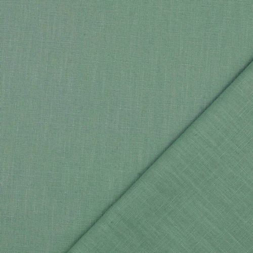 Tissu lin et coton uni lavé vert sauge
