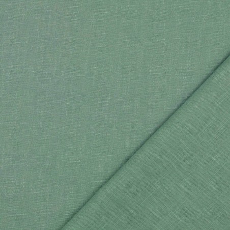 Tissu lin et coton uni lavé vert sauge