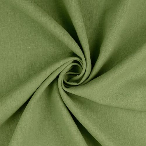 Tissu lin et coton uni lavé vert matcha